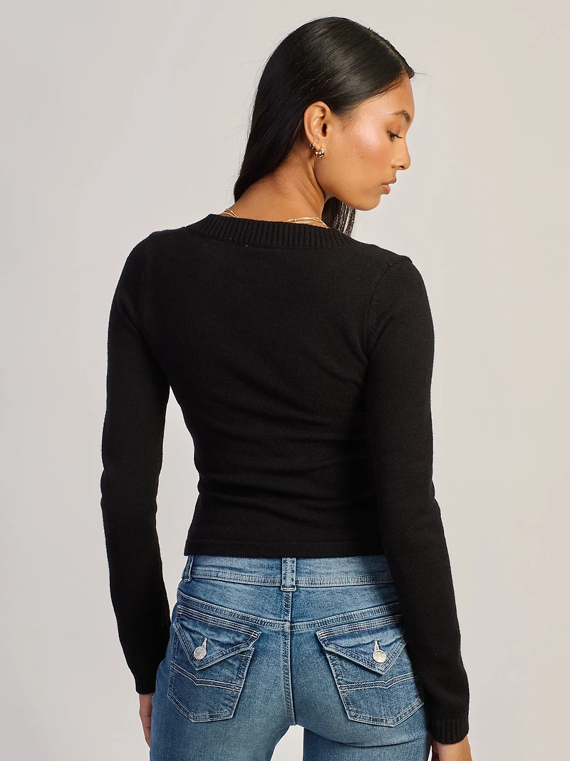 HARLOW PAIGE PULL COL V - NOIR