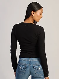 HARLOW PAIGE PULL COL V - NOIR