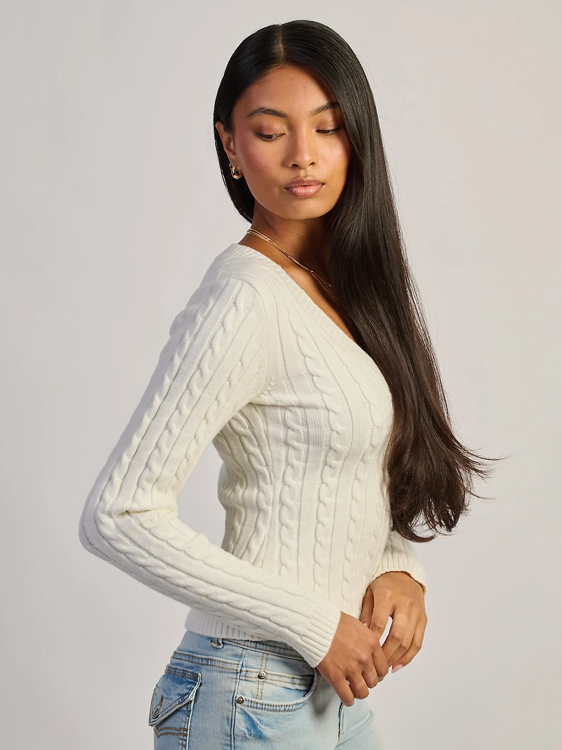 HARLOW PAIGE V - NECK SWEATER OFF WHITE