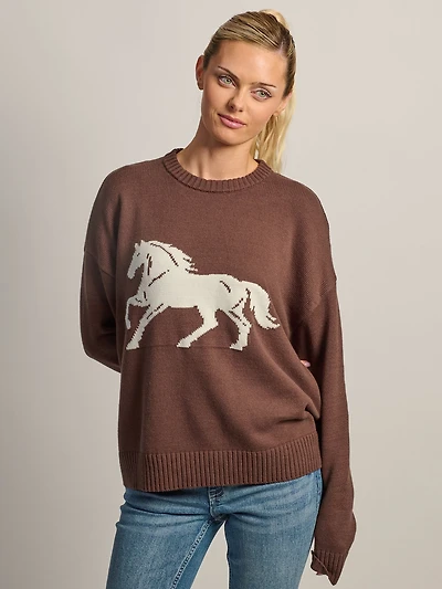 HARLOW LOGAN KNIT CRWNCK - CHOCOLAT