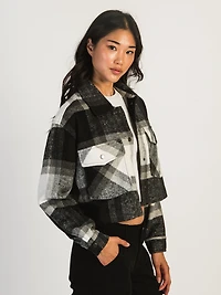HARLOW BRITTANY CROPPED JACKET - BLACK WHITE CLEARANCE