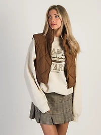 HARLOW ZOEY QUILTED VEST - COGNAC CLEARANCE