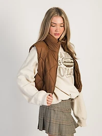 HARLOW ZOEY QUILTED VEST - COGNAC CLEARANCE