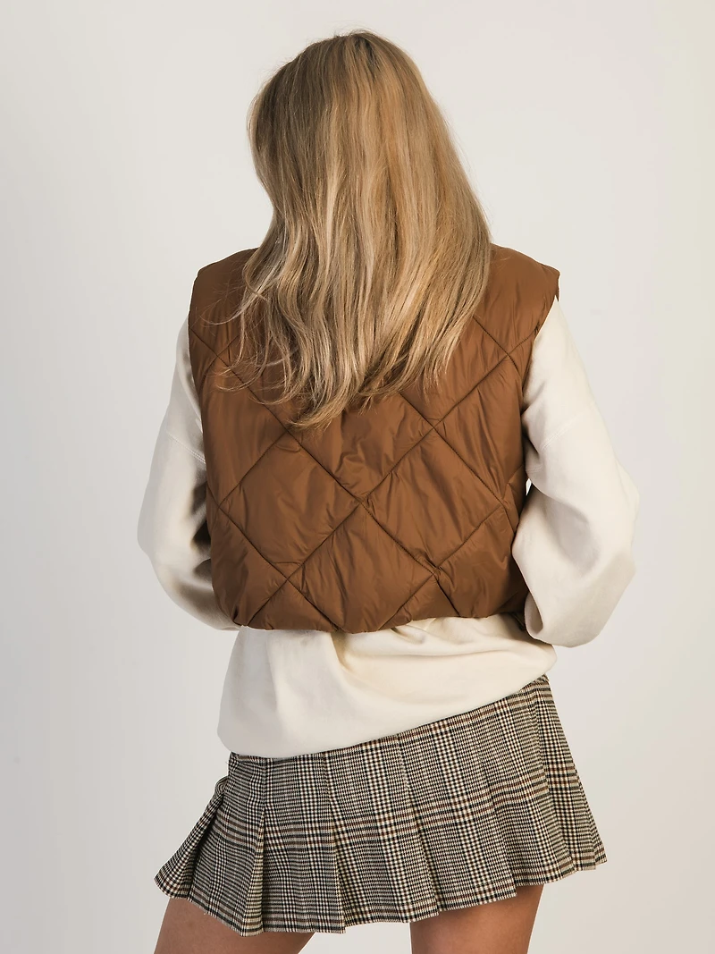HARLOW ZOEY QUILTED VEST - COGNAC CLEARANCE