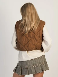HARLOW ZOEY QUILTED VEST - COGNAC CLEARANCE