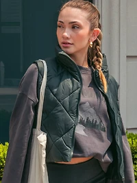 HARLOW ZOEY QUILTED VEST - FOREST CLEARANCE