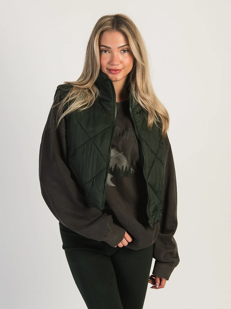 HARLOW ZOEY QUILTED VEST - FOREST CLEARANCE
