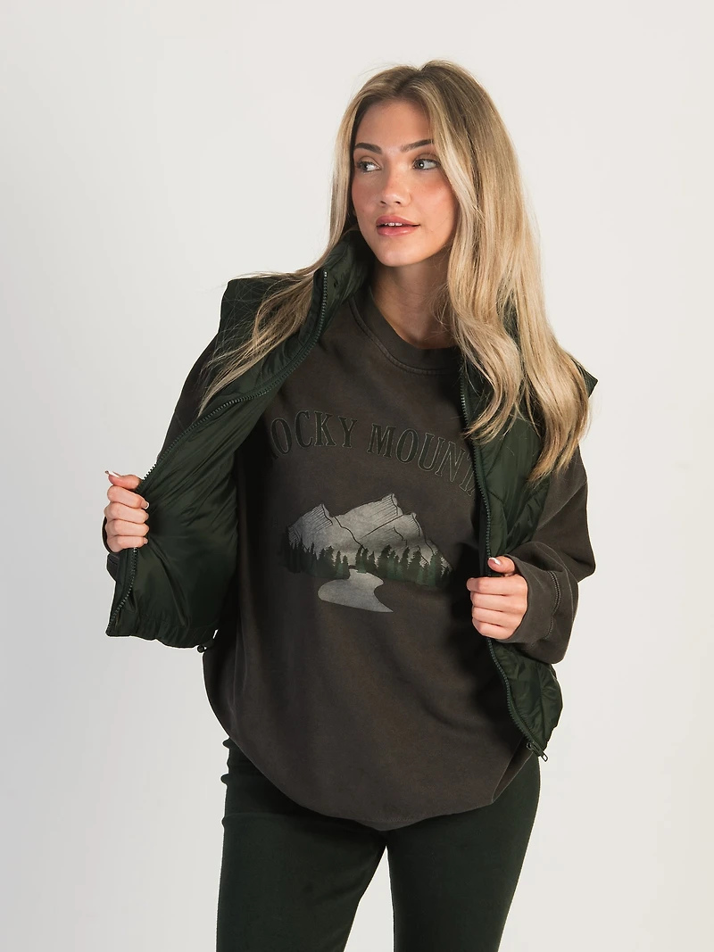 HARLOW ZOEY QUILTED VEST - FOREST CLEARANCE