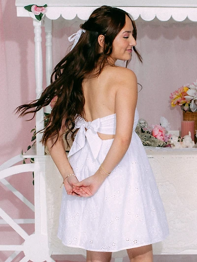 HARLOW JUNE DRESS - EYELETTE WHITE