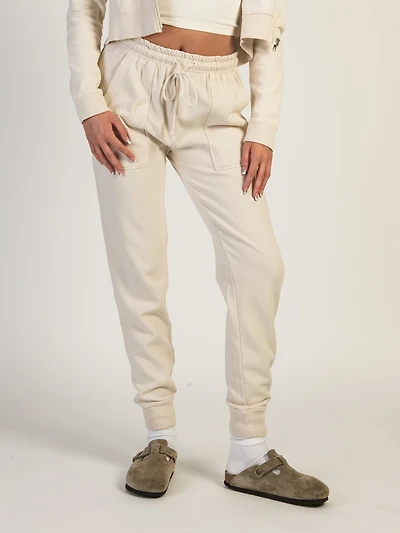 HARLOW HIGH RISE FLEECE JOGGER - CREAM CLEARANCE