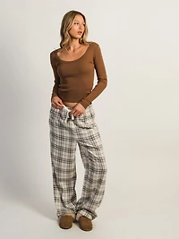 HARLOW PLAID PANT - CREAM