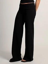HARLOW ESSENTIAL FOLDOVER WIDE LEG PANT - NOIR
