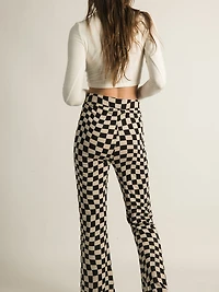 HARLOW HIGH RISE FLARE CHECK PANTS - CLEARANCE
