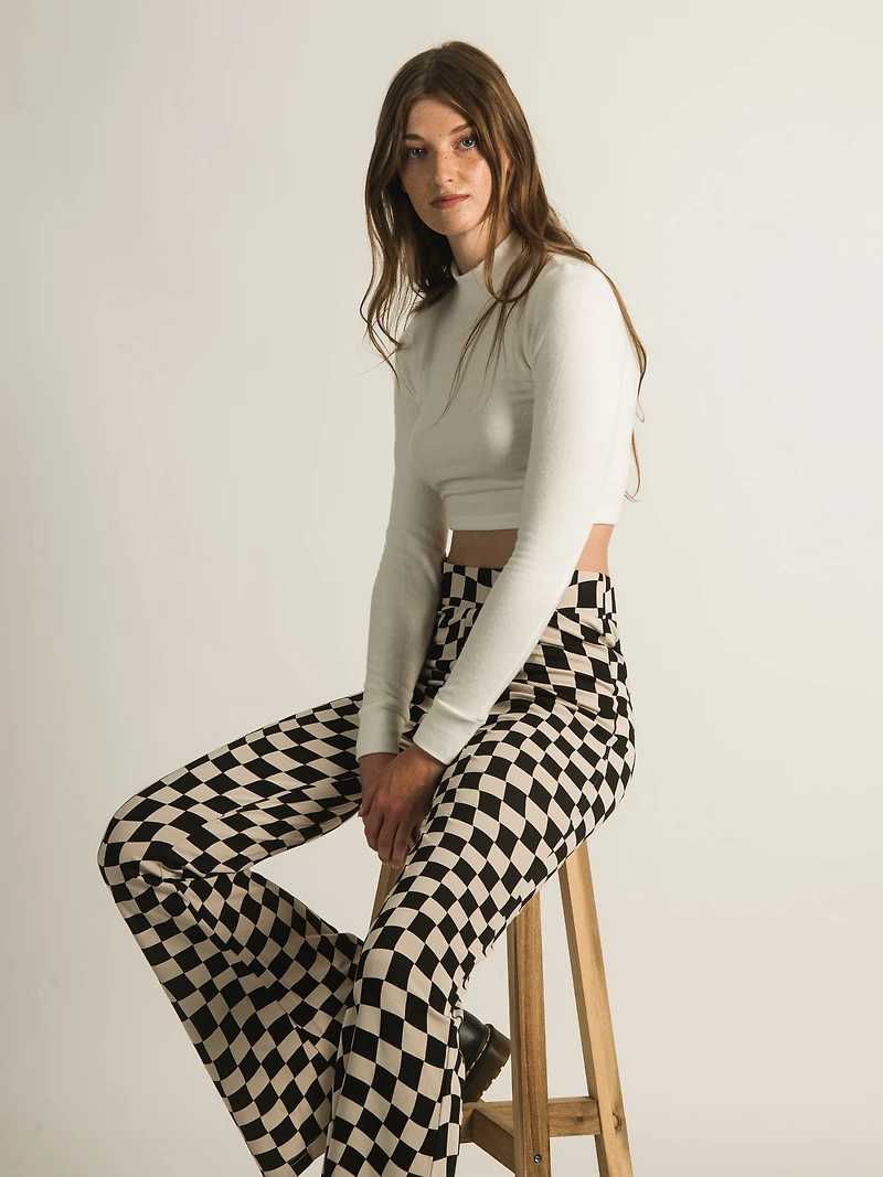 HARLOW HIGH RISE FLARE CHECK PANTS - CLEARANCE