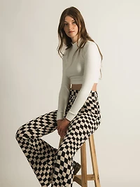 HARLOW HIGH RISE FLARE CHECK PANTS - CLEARANCE