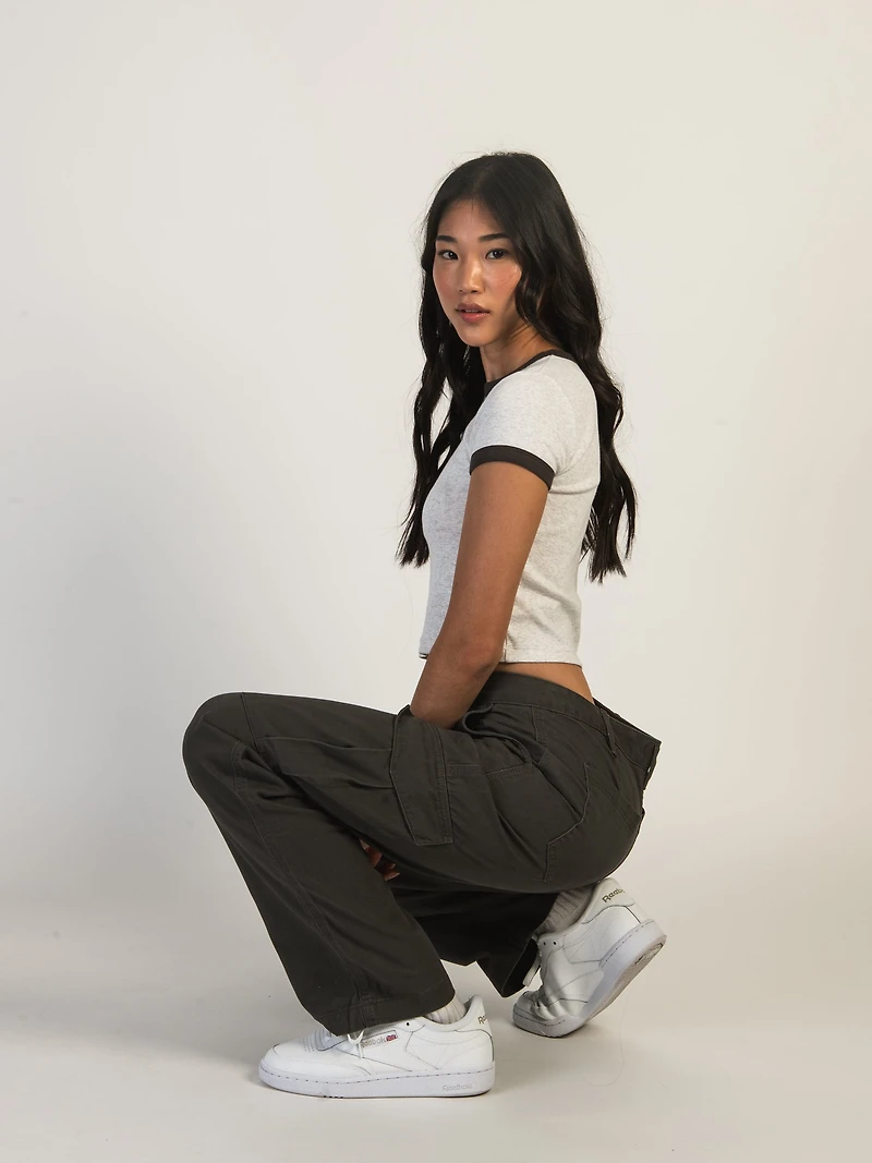 HARLOW LOW RISE CARGO PANT - CHARCOAL CLEARANCE