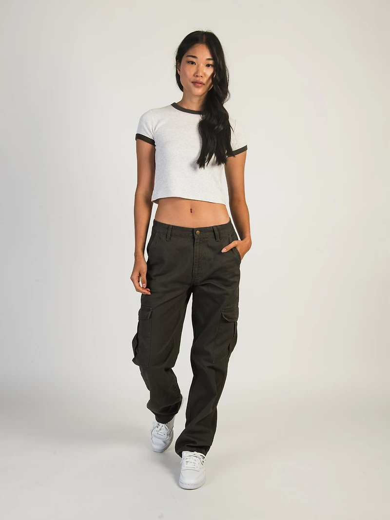 HARLOW DEE STRAIGHT FIT CARGO - CHARCOAL CLEARANCE