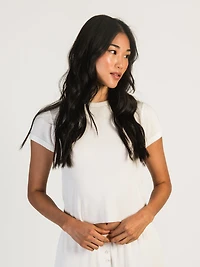 HARLOW ALLIE WAFFLE T-SHIRT - CREAM CLEARANCE