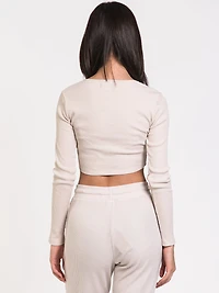 HARLOW ROSA WAFFLE CARDI