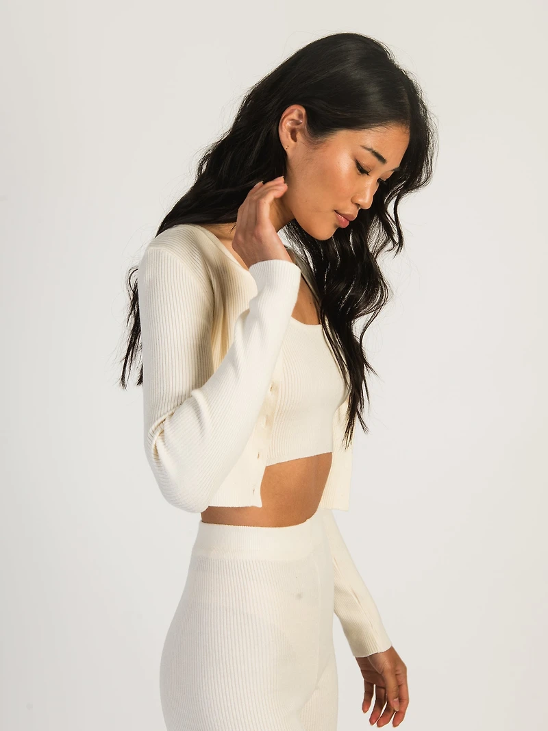 HARLOW HOLLY RIBBED CARDIGAN - CREAM CLEARANCE