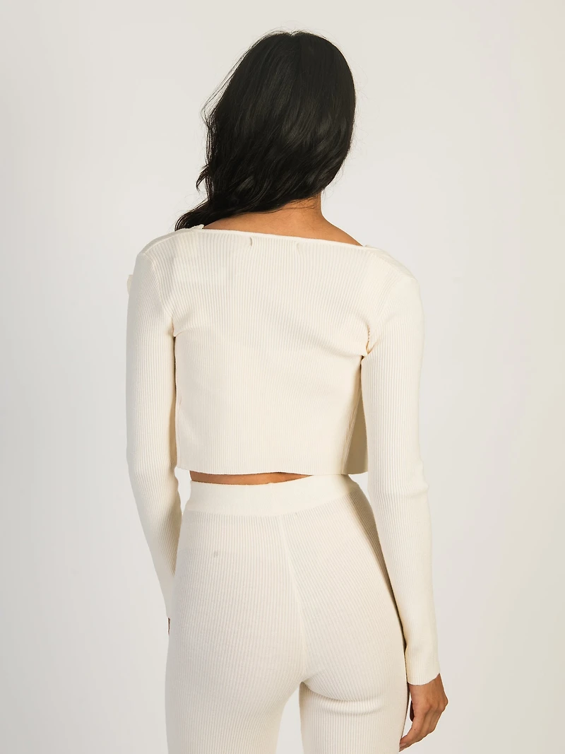 HARLOW HOLLY RIBBED CARDIGAN - CREAM CLEARANCE