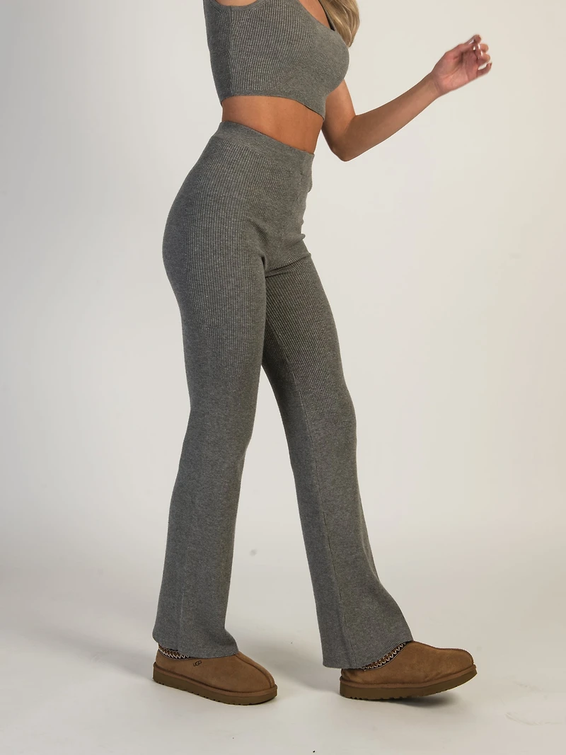 HARLOW HOLLY RIBBED PANT - CHARCOAL CLEARANCE