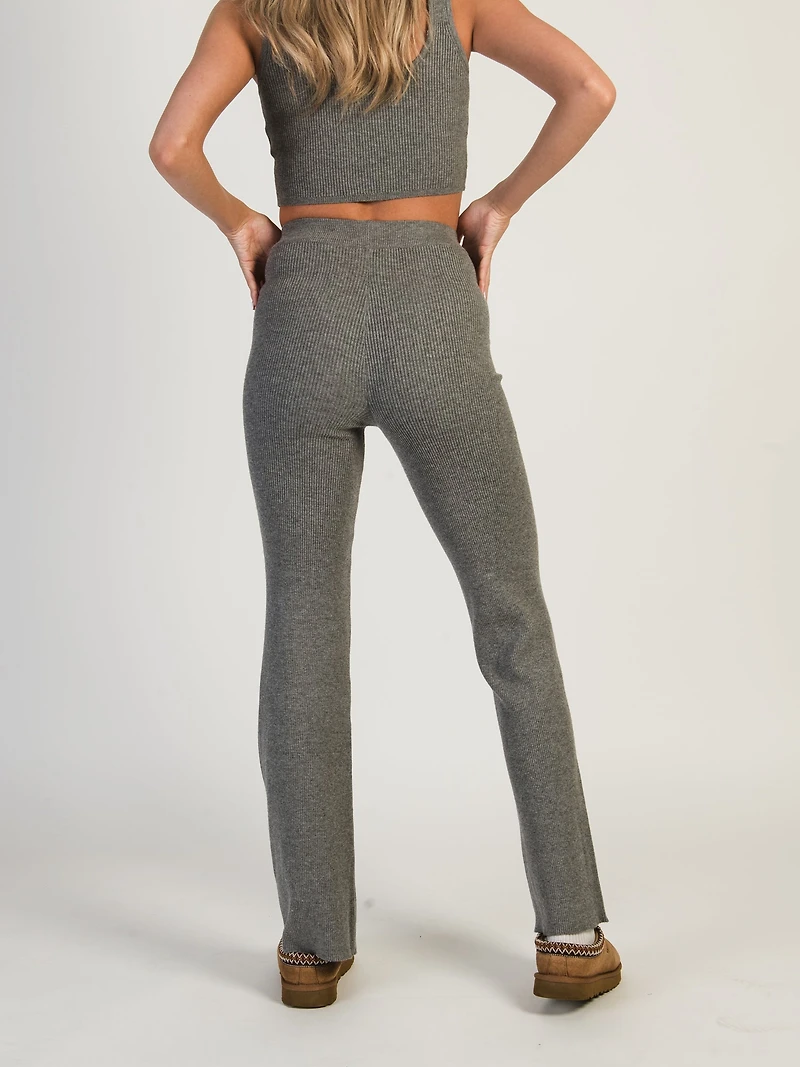 HARLOW HOLLY RIBBED PANT - CHARCOAL CLEARANCE