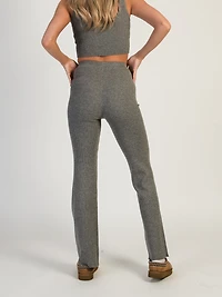 HARLOW HOLLY RIBBED PANT - CHARCOAL CLEARANCE