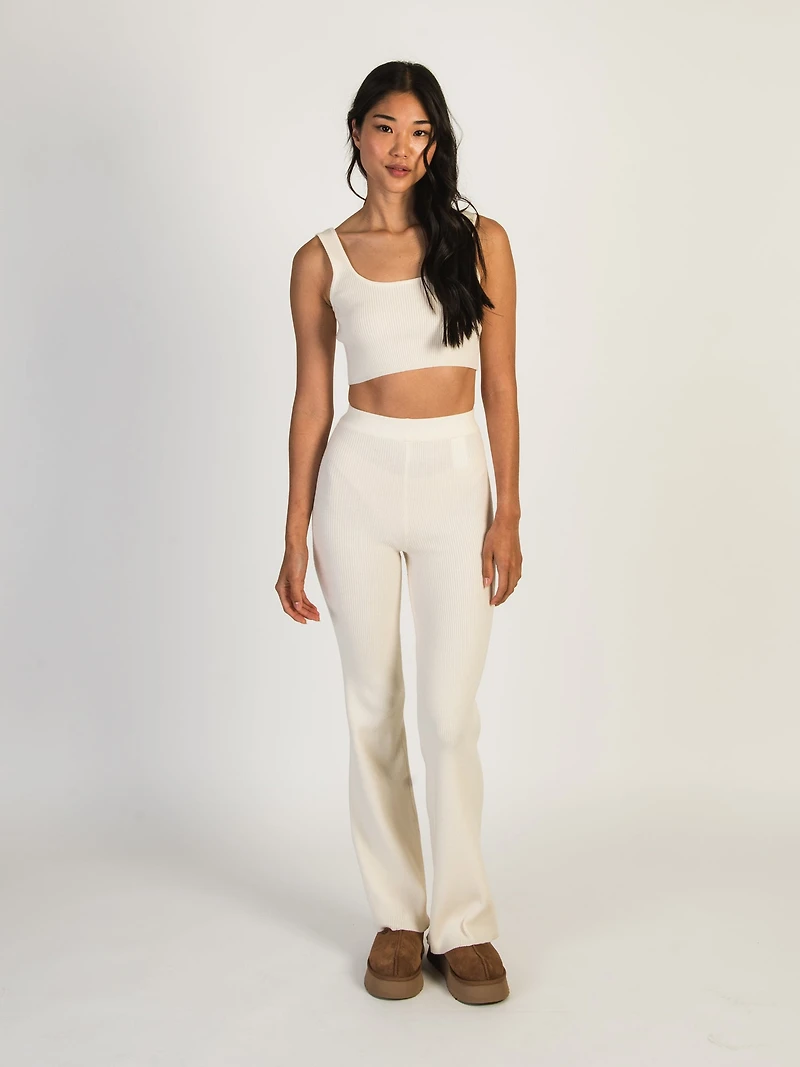 HARLOW HOLLY RIBBED PANT - CREAM CLEARANCE