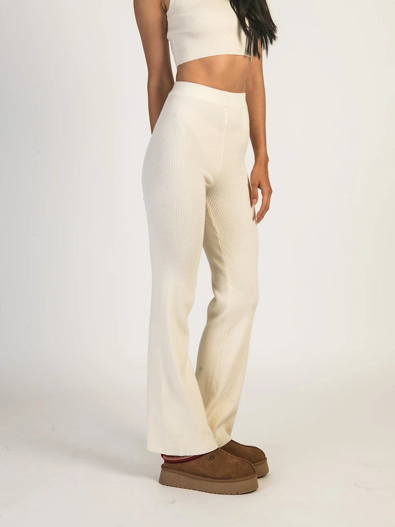 HARLOW HOLLY RIBBED PANT - CREAM CLEARANCE