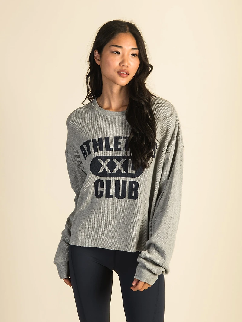 HARLOW WINNIE WAFFLE LONG SLEEVE - HEATHER GREY CLEARANCE