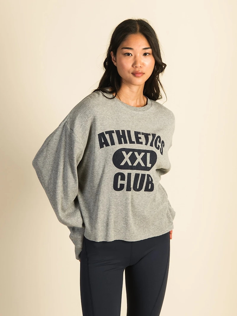 HARLOW WINNIE WAFFLE LONG SLEEVE - HEATHER GREY CLEARANCE