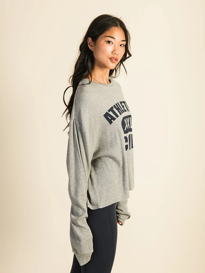 HARLOW WINNIE WAFFLE LONG SLEEVE - HEATHER GREY CLEARANCE