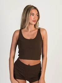HARLOW TILLY CROPPED TANK - CHOCOLATE CLEARANCE