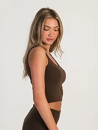 HARLOW TILLY CROPPED TANK - CHOCOLATE CLEARANCE