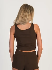 HARLOW TILLY CROPPED TANK - CHOCOLATE CLEARANCE