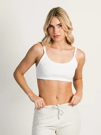 HARLOW RIBBED OPEN BACK BRALETTE - WHITE CLEARANCE