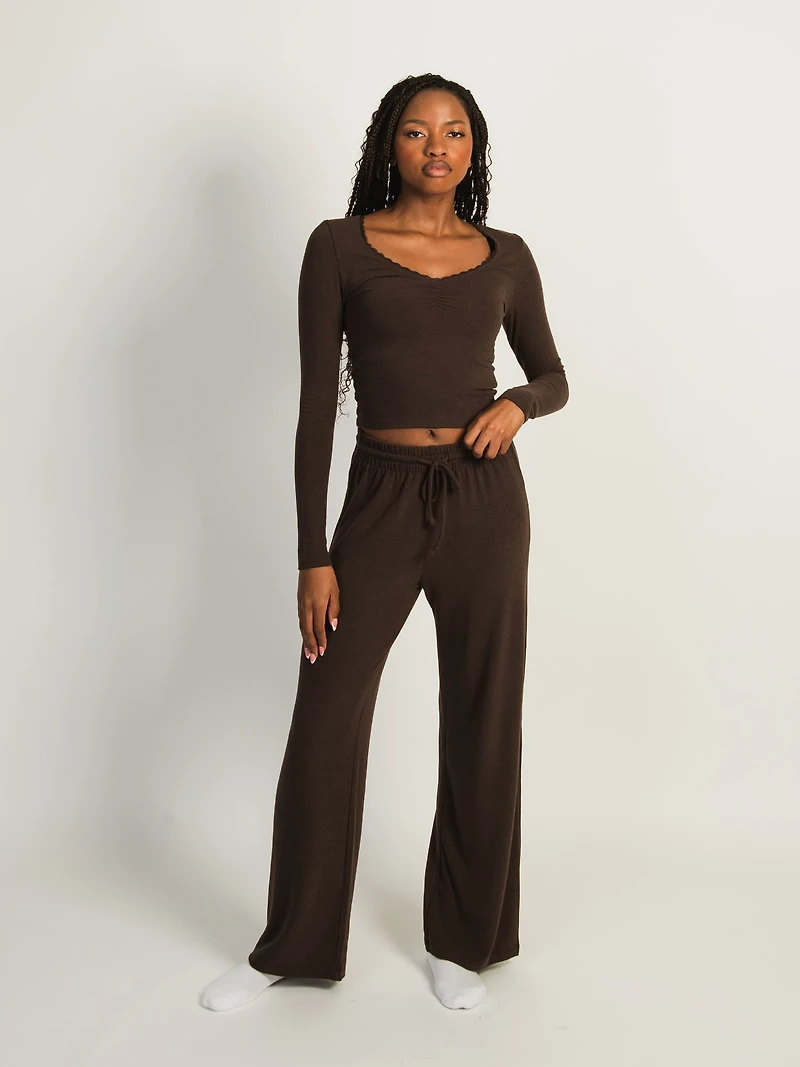 HARLOW MOLLY LOUNGE PANT - CHOCOLATE CLEARANCE