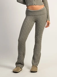 HARLOW BROOKE CABLE KNIT FLARE PANT - HEATHER GREY