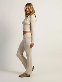 HARLOW BROOKE CABLE KNIT FLARE PANT - OATMEAL