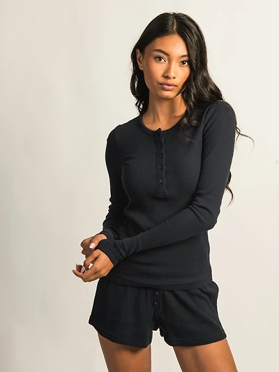 HARLOW WINNIE WAFFLE HENLEY - NAVY