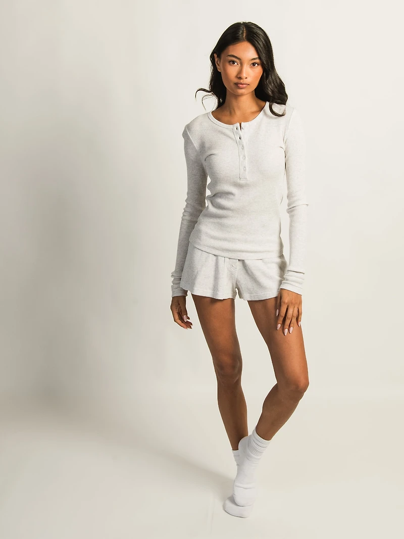 HARLOW WINNIE WAFFLE HENLEY MELANGE - CLOUD