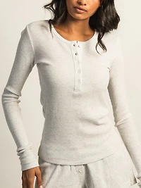 HARLOW WINNIE WAFFLE HENLEY MELANGE - CLOUD