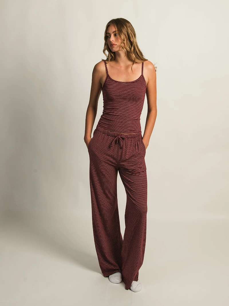 HARLOW SUNNI STRIPE JERSEY PANT - BURGUNDY