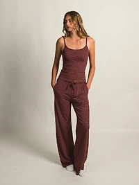HARLOW SUNNI STRIPE JERSEY PANT - BURGUNDY