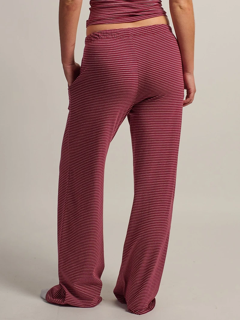 HARLOW SUNNI STRIPE JERSEY PANT - BURGUNDY