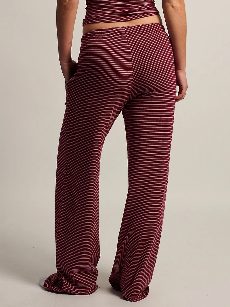 HARLOW SUNNI STRIPE JERSEY PANT - BURGUNDY
