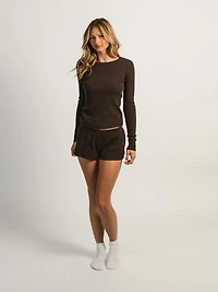 HARLOW ALLIE WAFFLE SHORT - CHOCOLATE