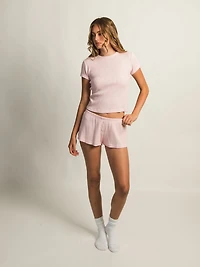 HARLOW ALLIE WAFFLE SHORT - LIGHT PINK