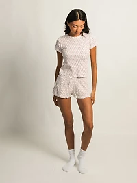 HARLOW ALLIE DITSY WAFFLE SHORT - OFF WHITE